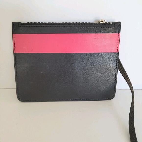 Paul Smith Black Pink Leather Zip Pouch Wristlet Wallet Designer Classic Logo - Picture 2 of 9
